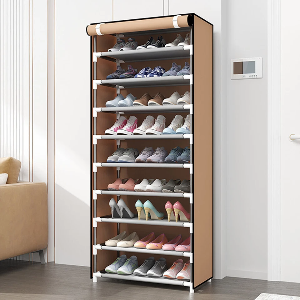 Nuevo Zapatero de 9 Niveles Estante Armario de Pie Gabinete de Almacenamiento con Cubierta ROJO Foto 2 de 4