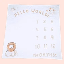 Carter's Milestone Baby Blanket UNISEX Lion Safari Brown Orange Monthly Photos