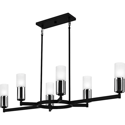 Quoizel Cruz 6Light Island Light, Matte Black/Clear Etched Glass - CRZ648MBK - Picture 1 of 1