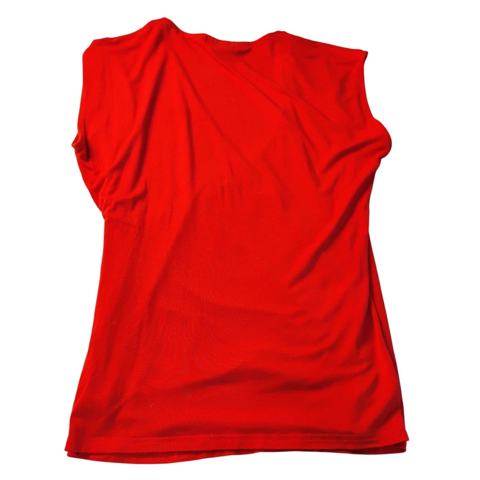 Blusa Top Chaps Mujer Roja Imitación Envolvente Talla L Manga Corta Carrera Foto 2 de 4