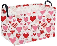 g Rectangular Valentine's Day Basket Love Storage Bins,Girls 1 Pink Line Love