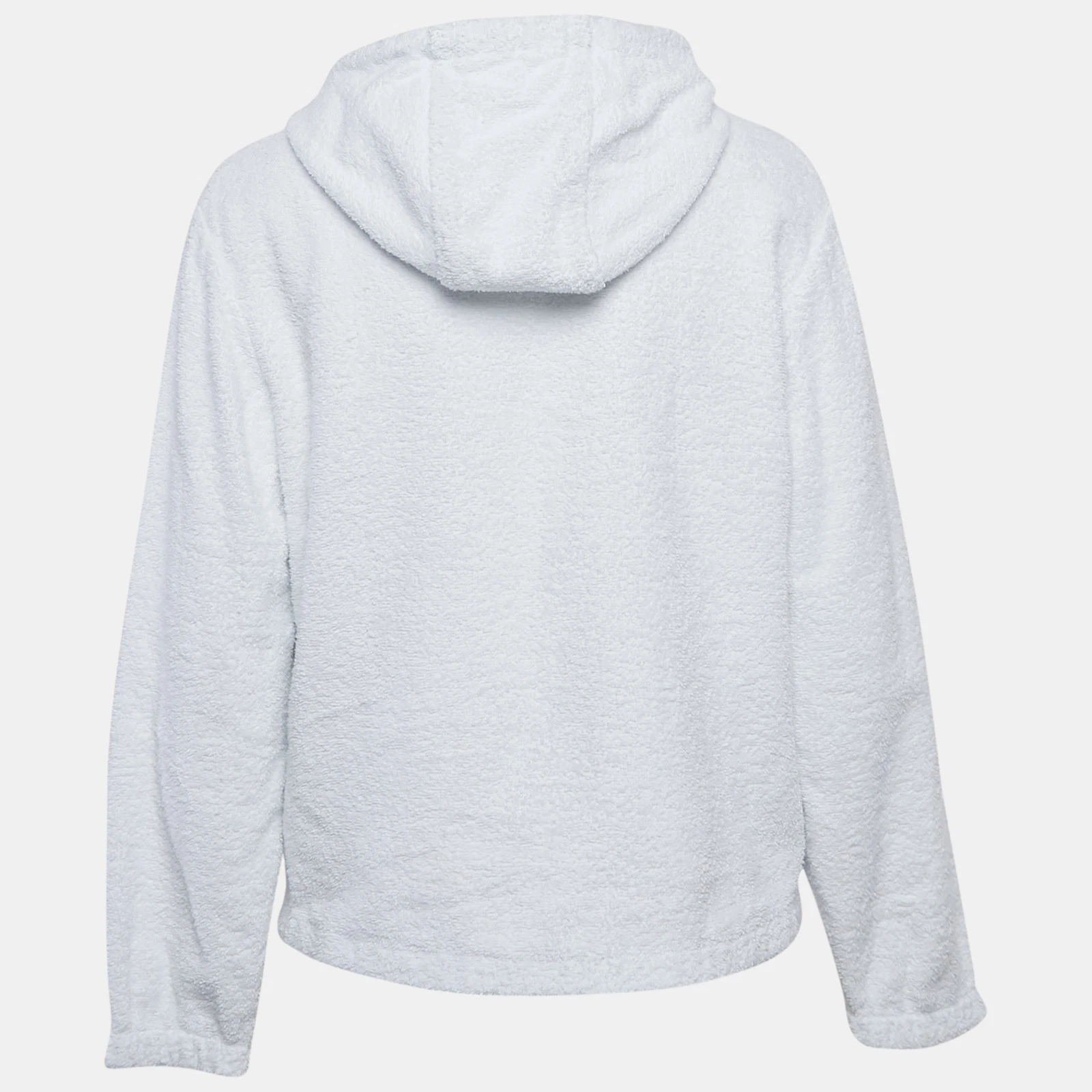 Giacca con cappuccio Prada bianca Terry cotone triangolo metallo logo S