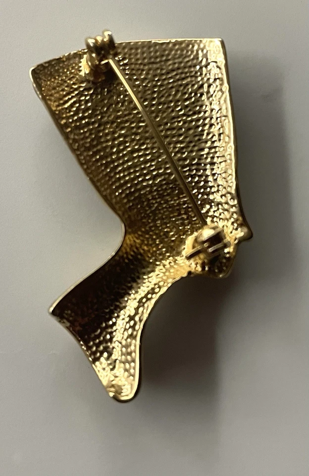 Винтажная египетская булавка/брошь Нефертити золотистый разноцветный камень - Изображение 2 из 4