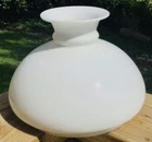 Vintage 7” Fitter Opal Glass Student Oil Lamp Shade Milk Glass