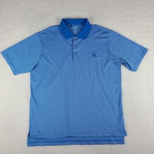 Adidas Polo Shirt Mens large Blue Striped Clima Lite Performance Short Sleeve