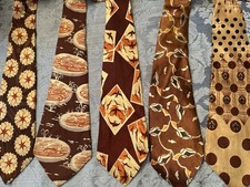 Vtg 1940s 50s Neckties Atomic SWING Rockabilly Ties (Lot 5) Brown WIDE!