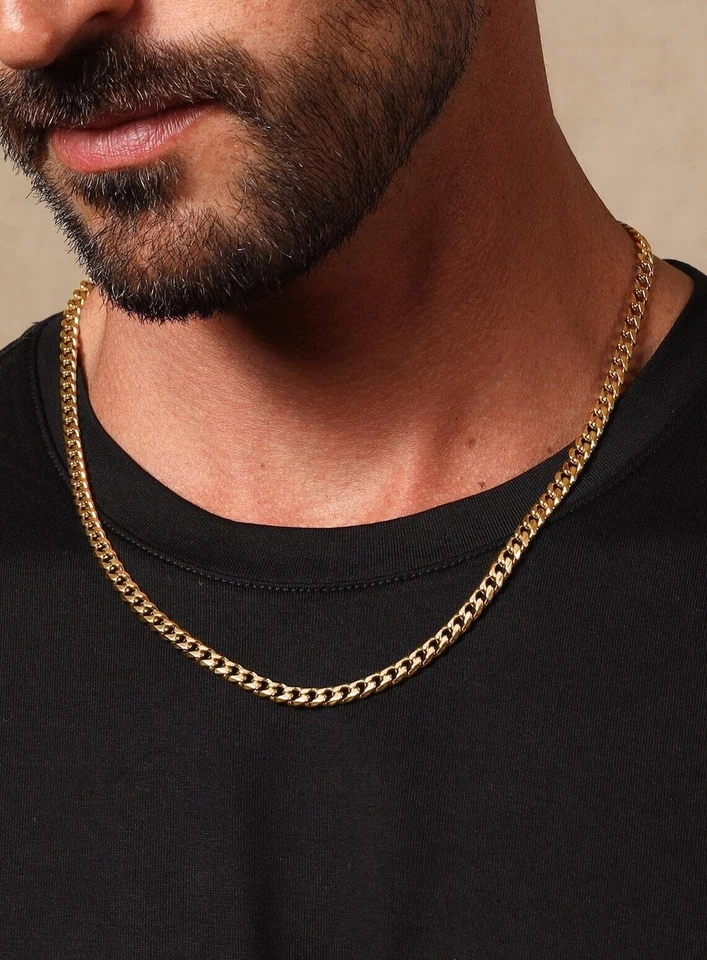 14k Yellow Gold Plated Over 925 Sterling Silver Miami Cuban Curb Chain - Italian - Image 3 of 4