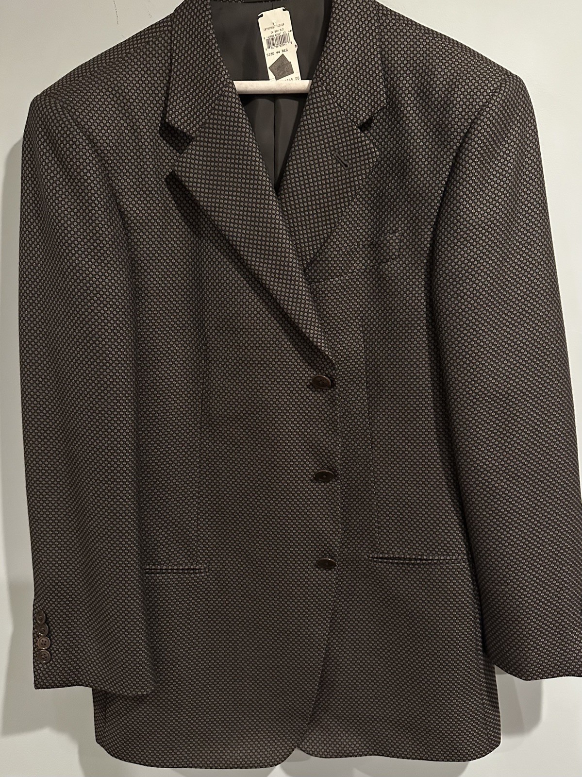 $1,500 Armani Collezioni Dk Brown Raised Texture Silk Wool Blend Blazer 44R Coat
