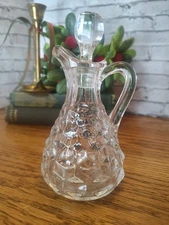 ?FOSTORIA?  AMERICAN CEAR GLASS CRUET FOR OIL OR VINEGAR WITH STOPPER