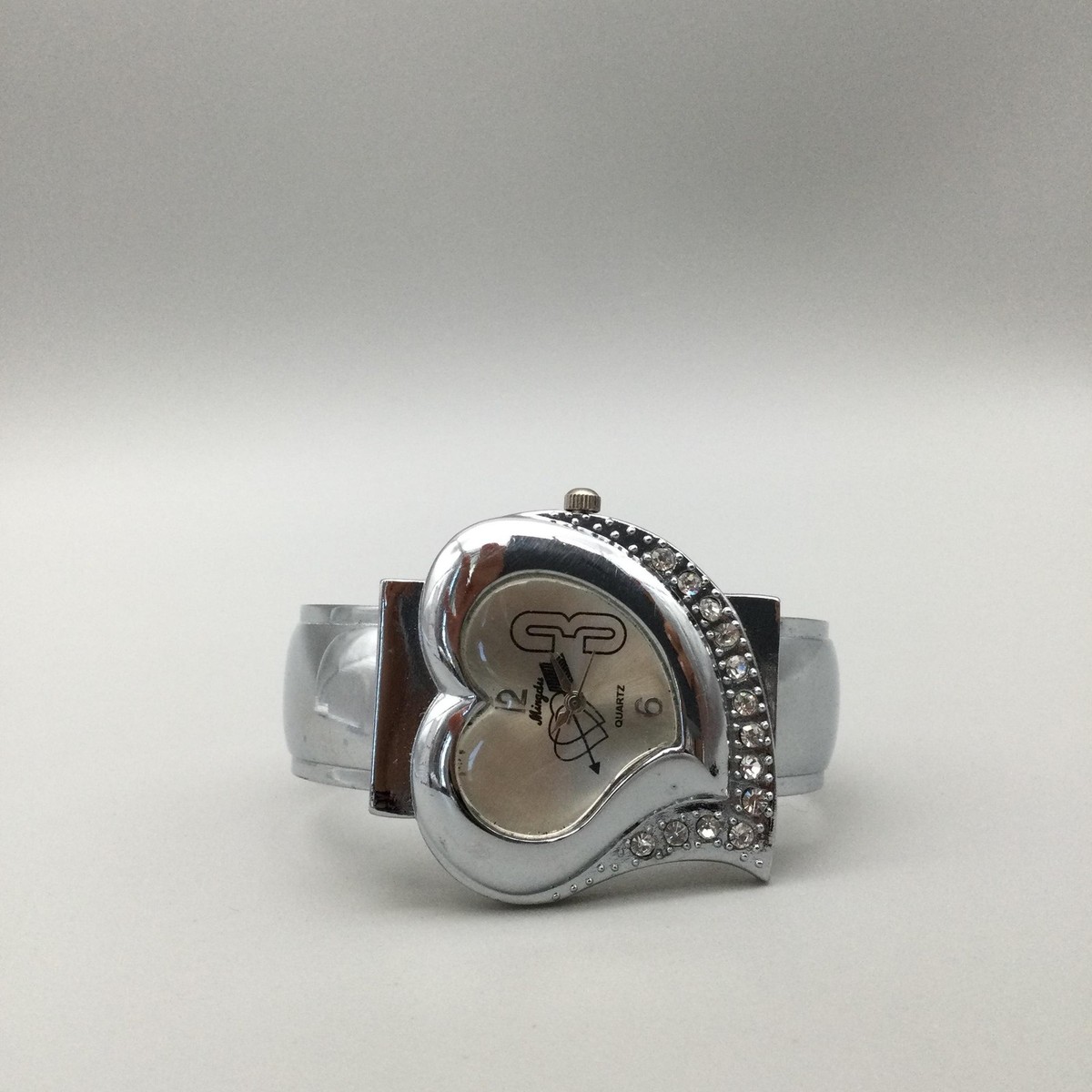 Heart Shape Womens Watch 36mm Silver Dial Rhinestone Bangle  display picture 1