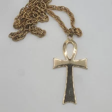 Vintage Park Lane Chain Ankh Pendant Gold Tone Egyptian Revival 22"