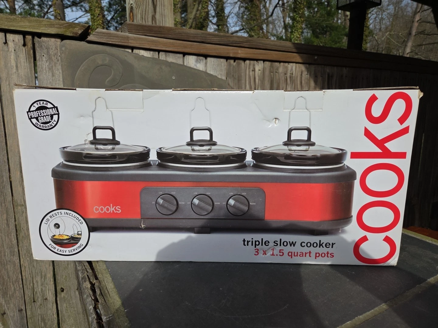 Cooks Triple Slow Cooker 3x1.5 Quart Pots JCPENNEY New Open Box C1608