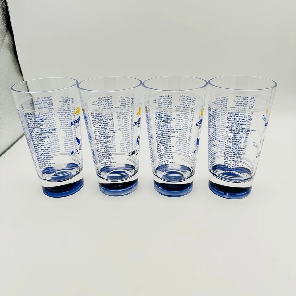 (4) 2025 US Open Tenis Gris Ganso Miel Deuce Taza Plástica Vidrio Recuerdo RARO Foto 4 de 4