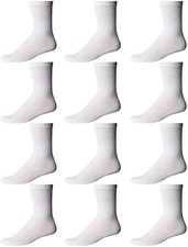 12 PK Yacht  Smith Kids Premium Cotton Crew Socks White Size 6-8 Boys Crew Sock