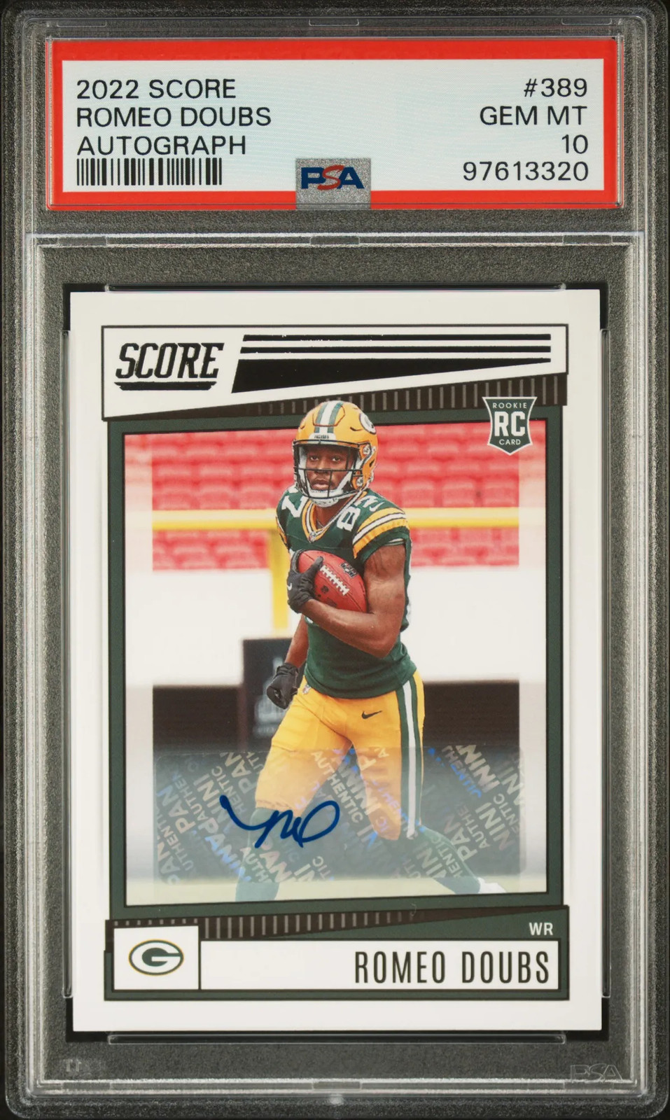 2022 Panini Score ROMEO DOUBS Autograph Rookie RC #389 PSA 10