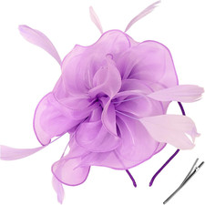 Fascinators Hat Tea Party Headwear Ribbons Feathers on a 1 Pc: Light Purple