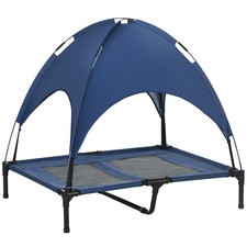 Elevated Dog Cot with UV Protection Canopy Shade, 36 inch, Dark Blue