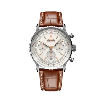 Breitling Navitimer B01 Chronograph 41 Silver Dial Brown Alligator AB0139211G1P1