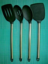 Lot of 4 Home Hero Cooking Utensils 2 Spatulas & 2 Spoons Stainless Handles EUC