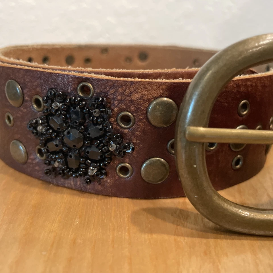 Betsy Johnson Embellished Leather Belt With Sequence| Beatiful| Size M India - Image 2 of 4