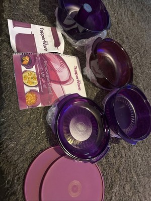 Tupperware Microwave Stack Cooker Starter Set New Purple 7 Pc