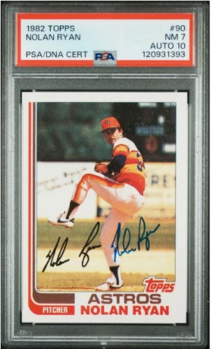 1982 Topps Nolan Ryan Signed Baseball Card #90 PSA 7 DNA 10 Certified Auto HOF