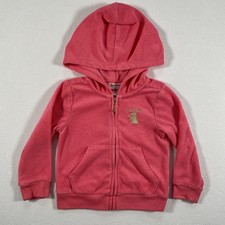 Juicy Couture Hoodie Girls 18M Pink Velour Zip Up Juicy Dog Logo Rhinestones Y2K