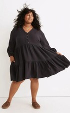 Madewell Womens Slate Gray Cotton Gauze Tiered Lightspun Colette Mini Dress 18W