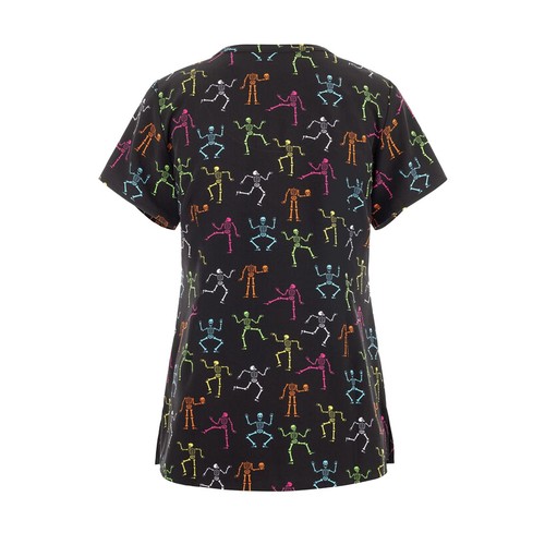 Women Printed Medical Uniform Nursing Scrub Short Sleeve Pocket T-Shirt Tops AU - Picture 6 of 29