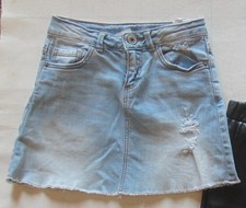 ZARA Girls SKIRT Distressed Denim Blue Jean Mini Skirt Size 7