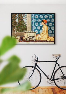 Osman Hamdi Bey: Junge Frau liest. Fine Art Giclée Museum Luxus Geschenk Druck