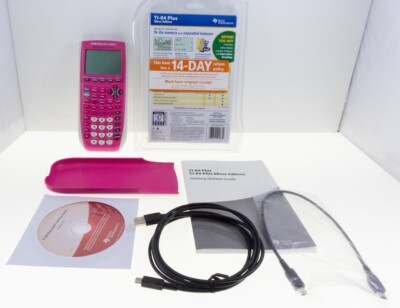 TI-84 Plus Silver Edition Complete Manual Cables CD TESTED Hot Pink Orig Pkg