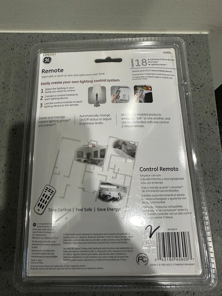 45600 GE Z-Wave Remote for Wireless Lighting Control OEM New Factory Sealed  - Image 2 of 3