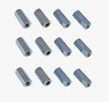 12 Pack 1/4-20 X 7/8" Long Hex Coupling Nut with Zinc Plate NCUP004C000STLZN