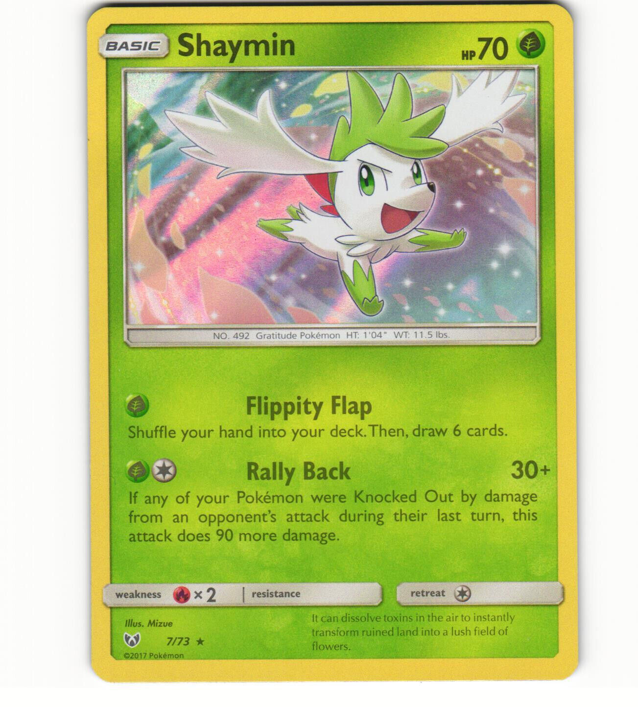 2017 Near Mint NM Pokemon ERROR GREY TEXT Shaymin 7/73 Holo Shining Legends