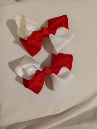 Vintage Red & White Hair Bows ( 2 )- 6 Inch - bows - Picture 8 of 8