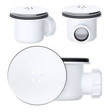 Viva 90mm Hi-Flo Shower Tray Waste Trap & Removable Metal Cover Chrome OR Black