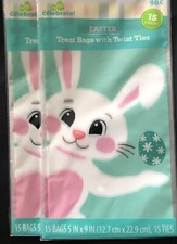 30 2 packs of 15 cellophane Easter treat bags 5" x 9" Easter bunny design