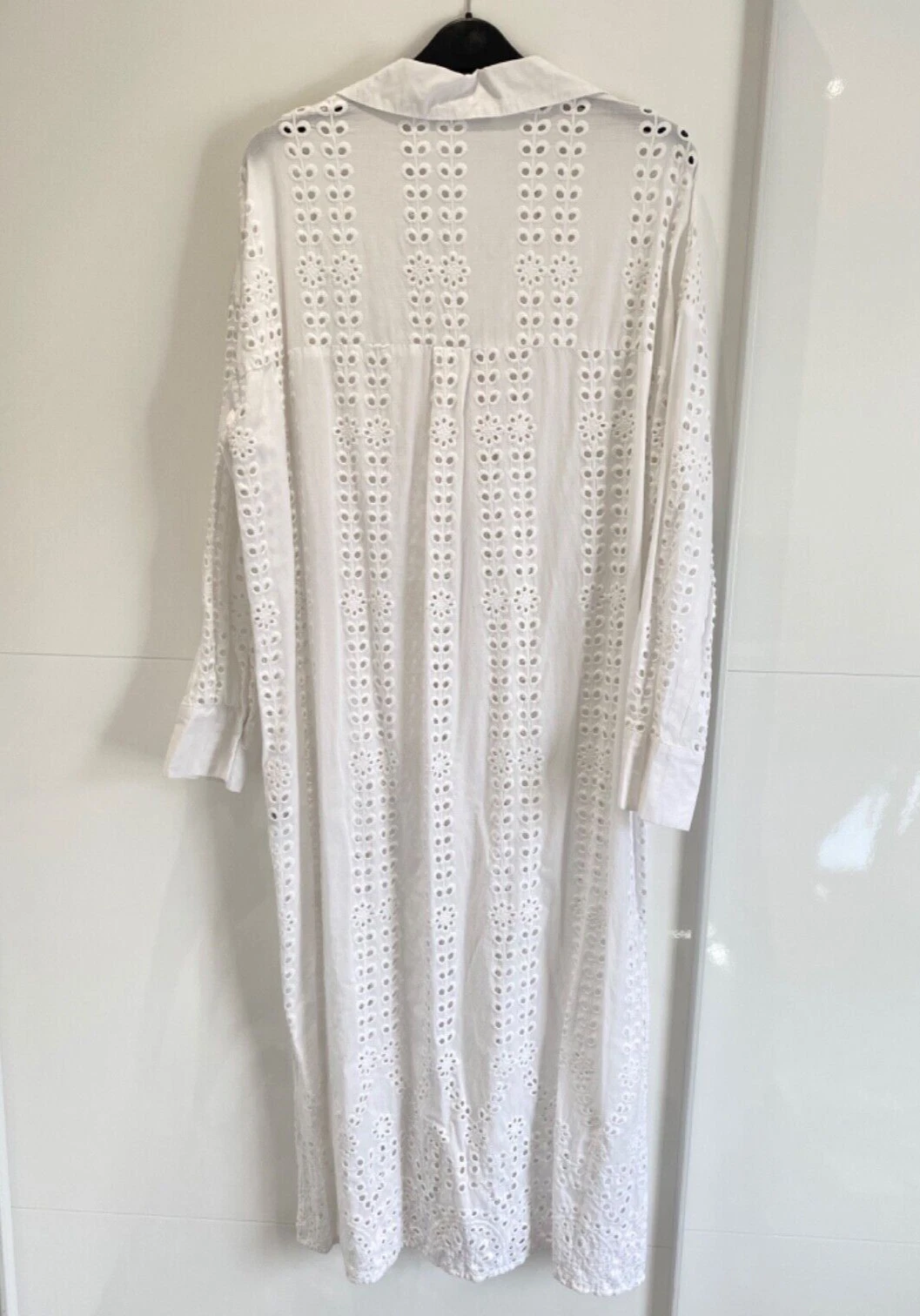 OFF WHITE Abito Camicia in pizzo Zara Off bianco cotone ricamato openwork taglia S preferito blogger