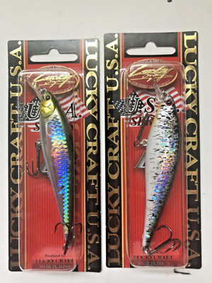 (Lot of 2) lucky craft pointer 95 bass jerkbait MS Japan Shad / Crack Black