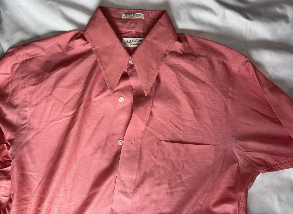 Hathaway Jack Fox CHALK Shades Red MoD 1960s FRENCH CUFF Shirt 15.5 Vintage new* - Image 2 of 4