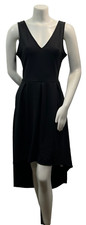 24 Seven Fit & Flare Dress Womens Size Large Black Sleeveless Vneck Pleated NWOT