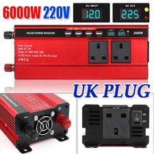 DC 12V to AC 220V 240V 6000W Peak Power Inverter Car Converter 4 USB 2 Socket