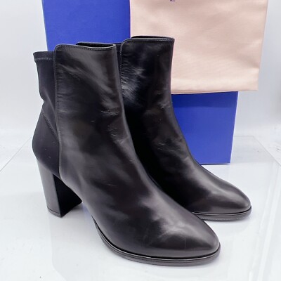 Stuart Weitzman Harper 80 Womens Pointed Toe Heeled Bootie Black Leather US 9 B