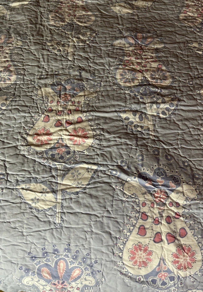 Pottery Barn Kids Blue Chelsea Bloom Pink Polka Dot Quilt Floral Full-Queen - Image 3 of 4