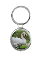 Swan : Gift Round Keychain Bird Animals Cute Wedding Nature Valentines Romantic