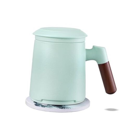 Tea Cup with Infuser and Lid, 12 oz Tea Mug Loose Leaf Tea 12oz Light Green