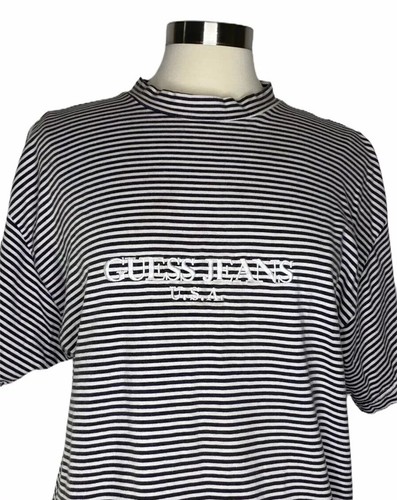 Vintage Guess Jeans USA Original 80s 90s Striped Made In USA T Shirt Size Small - Picture 2 of 7