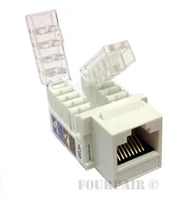 CAT5e Keystone RJ45 Ethernet Network 110 Toolless Tool-Less Snap-In Jack - White
