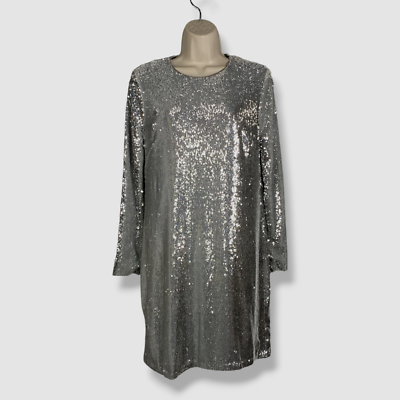 halston dresses silver Reiss Halston Sequin Mini Dress in Silver
